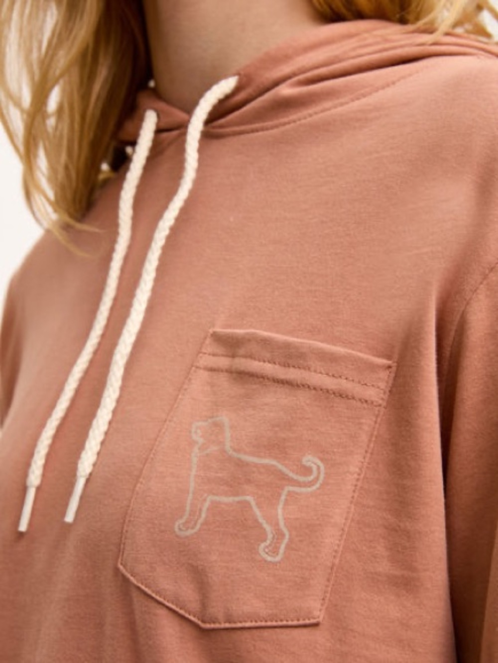 The black dog hooded long sleeve in coral pink - X-small
